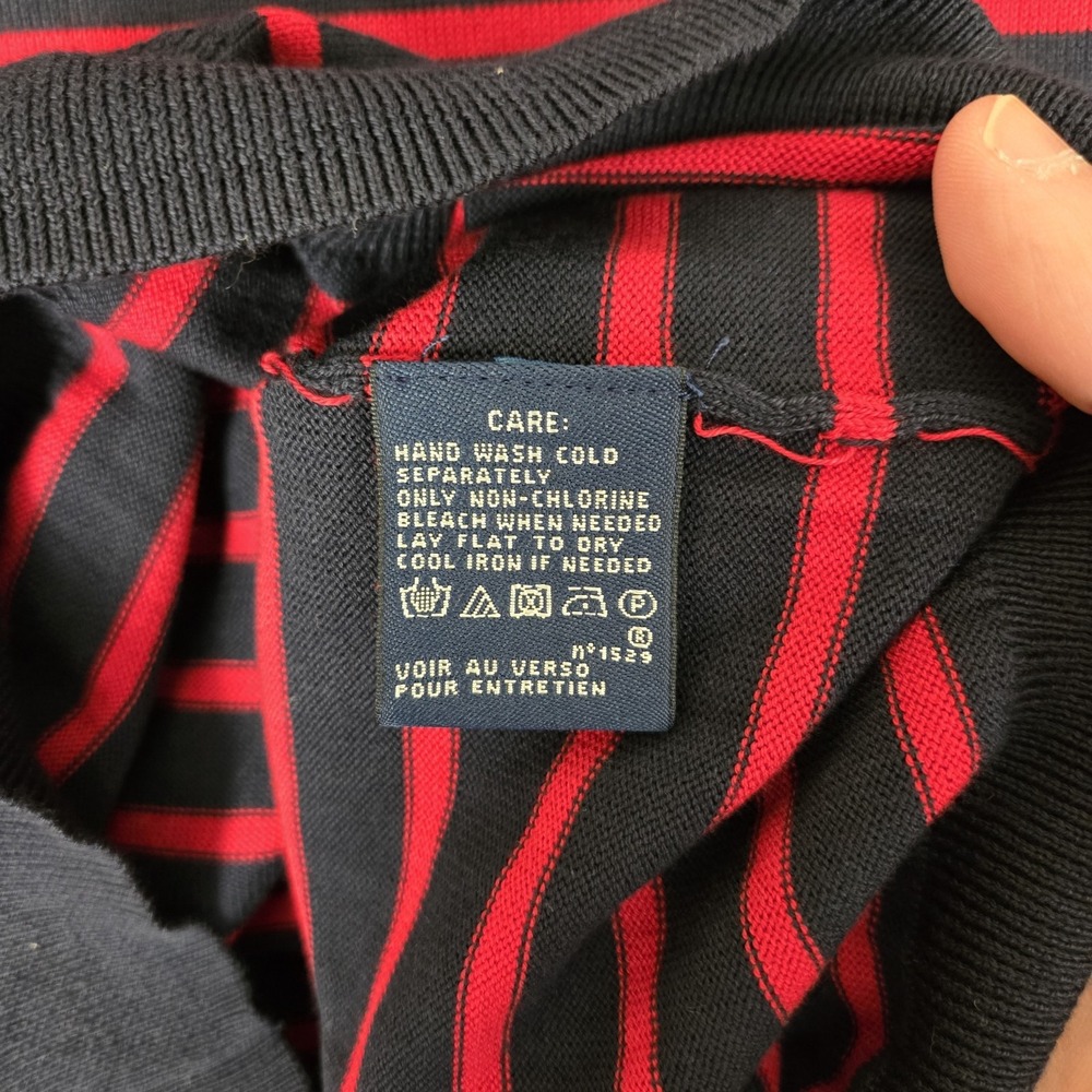 VTG Ralph Lauren Sport T-Shirt Womens XL Red Navy Striped Cotton Short Sleeve - Picture 6 of 8